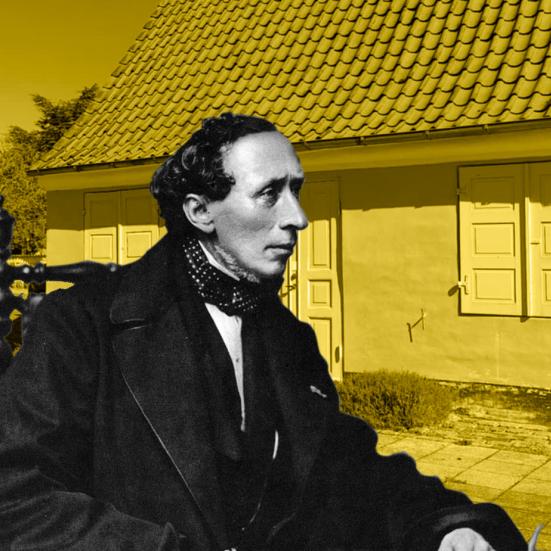 H.C. Andersen foran Rytterskolen i Hvidovre