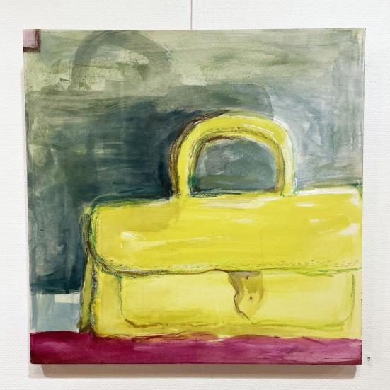 Maleri af en gul taske