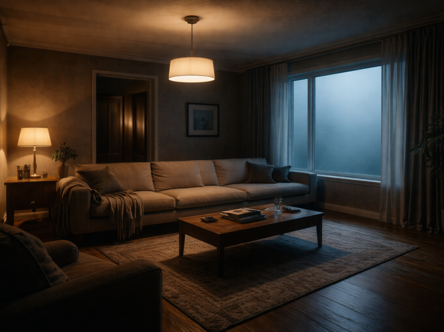 mørk stue, surrealistisk